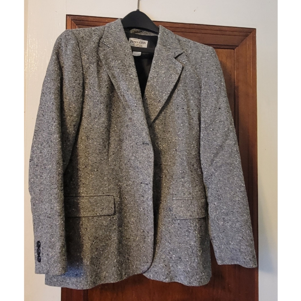 Pendleton Gray Tweed Wool Blazer Jacket